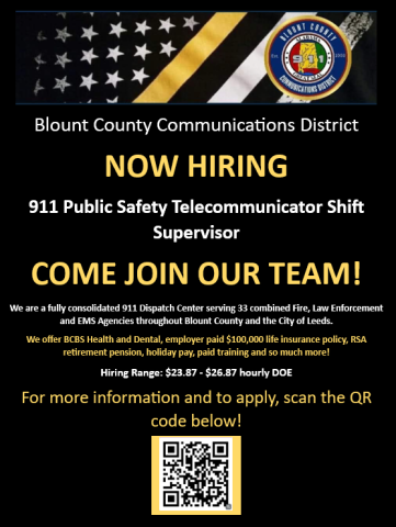 Blount 911 is Hiring!